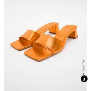 Zara orange metallic mules